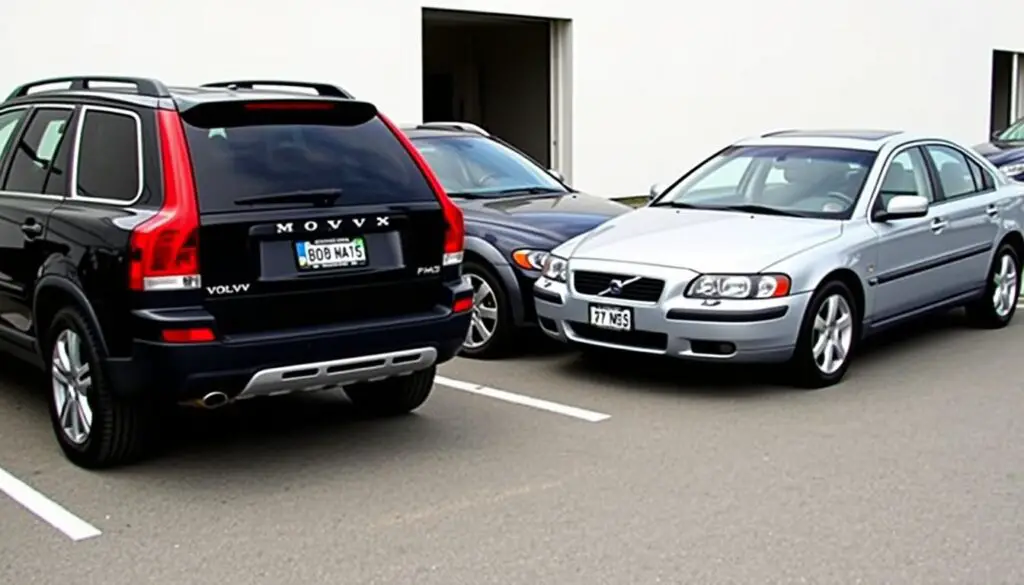 A lineup of different Volvo models known for reliability at high mileage