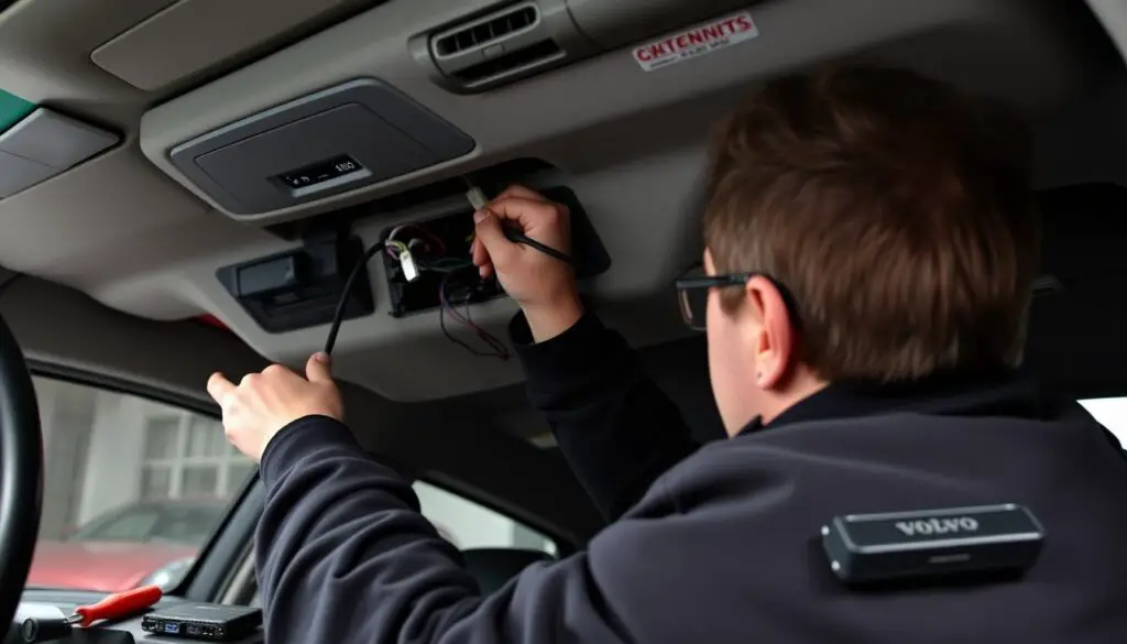 Aftermarket remote start system being installed in an older Volvo model Aftermarket remote start system being installed in an older Volvo model
