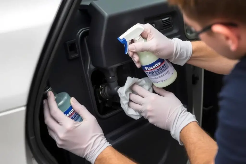 Cleaning and maintaining the Volvo XC90 fuel door mechanism