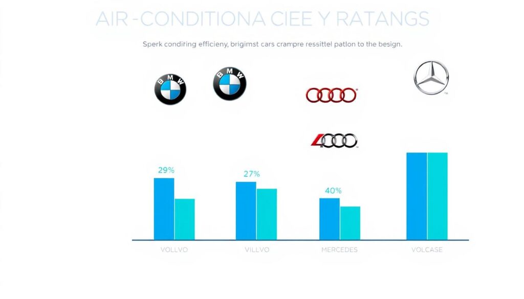 Comparison of AC efficiency between Volvo, BMW, Audi, and Mercedes luxury vehicles
