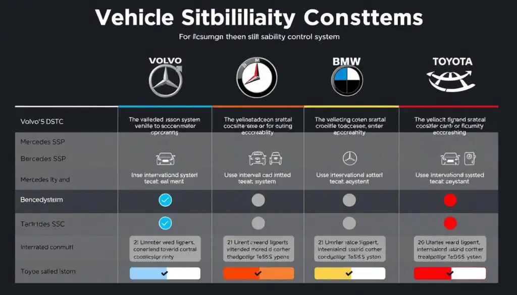 Comparison of different vehicle stability control systems including DSTC on a Volvo