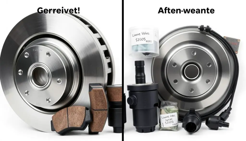 Comparison of genuine Volvo parts vs aftermarket alternatives showing cost differences