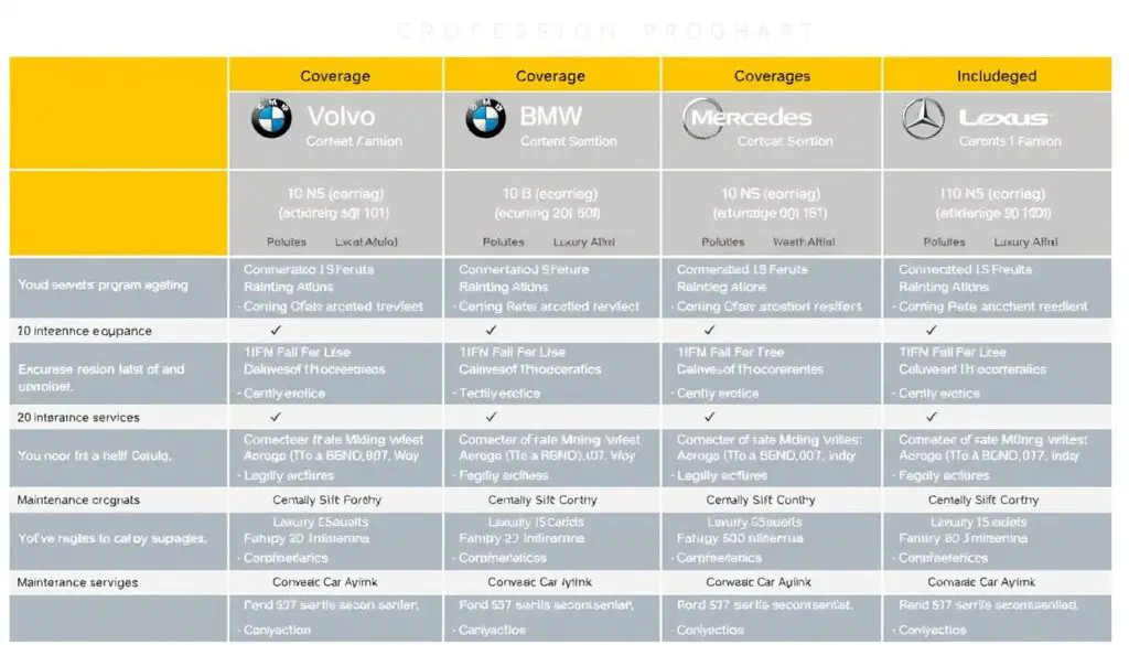 Comparison of luxury vehicle maintenance programs showing Volvo's position