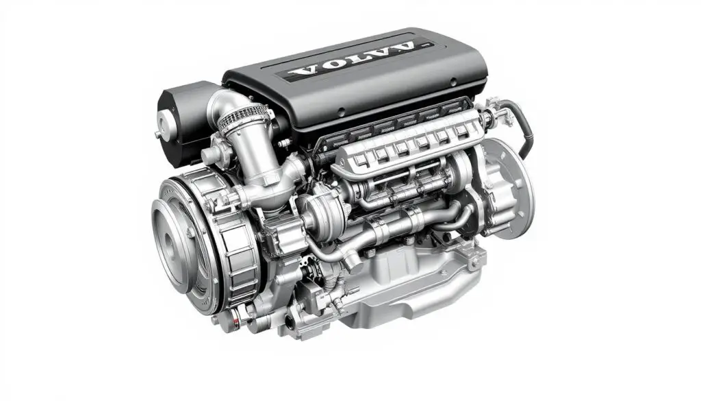 Cutaway diagram of a Volvo T5 engine showing turbocharger system Cutaway diagram of a Volvo T5 engine showing turbocharger system