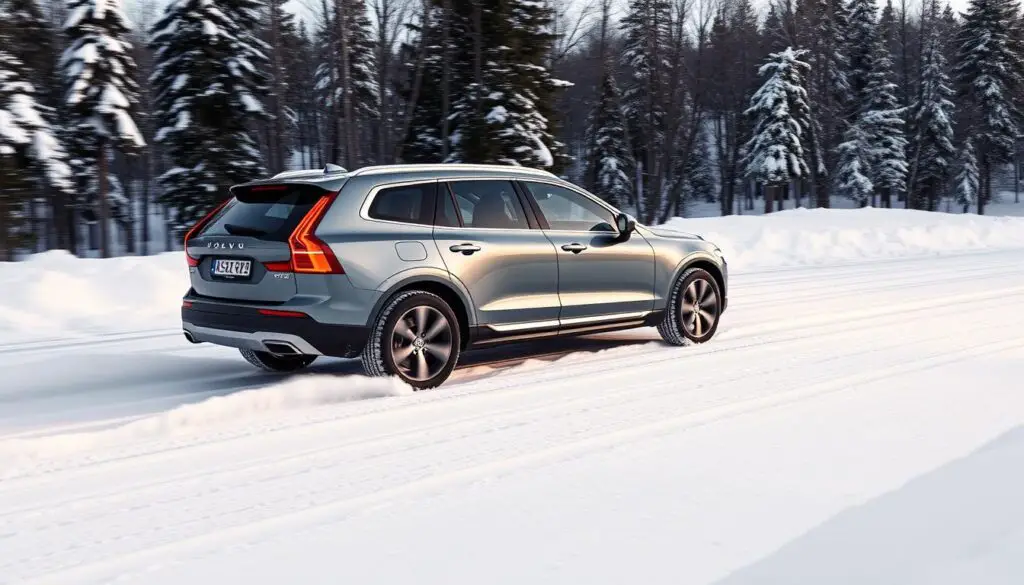 DSTC on a Volvo providing traction on snow-covered road