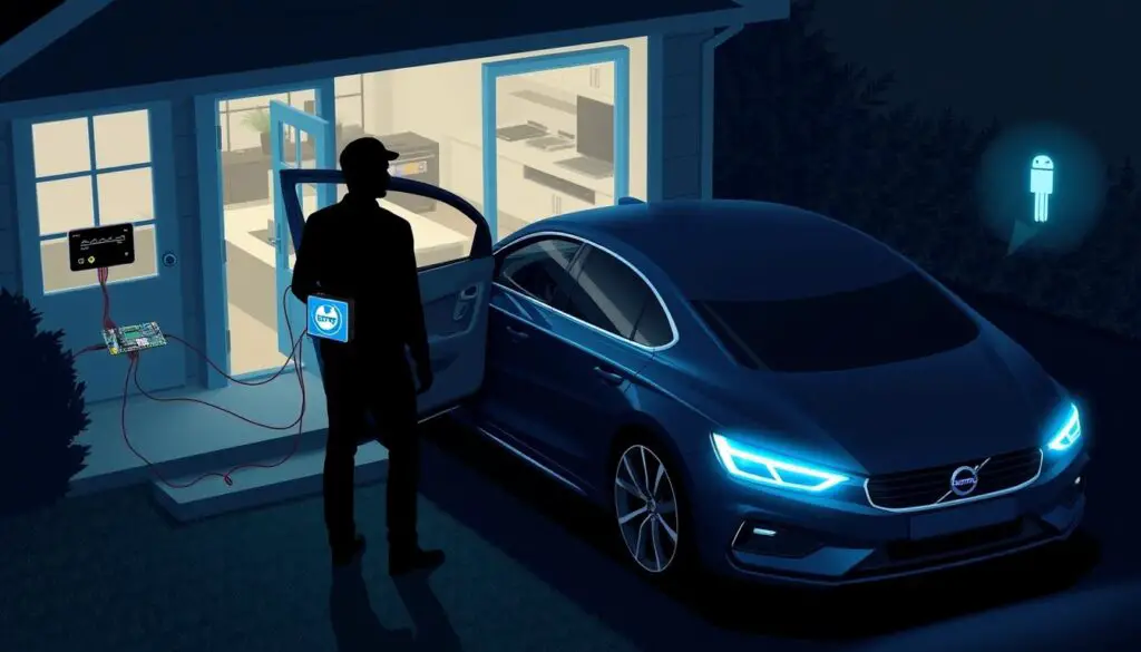 Demonstration of a relay attack on a keyless entry system