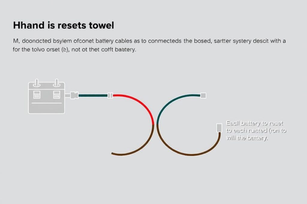 Diagram showing the correct way to connect battery cables for a hard reset of Volvo computer Diagram showing the correct way to connect battery cables for a hard reset of Volvo computer