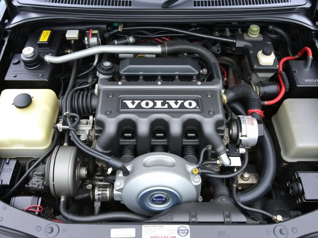 Historical Volvo five-cylinder T5 engine from earlier generation Historical Volvo five-cylinder T5 engine from earlier generation