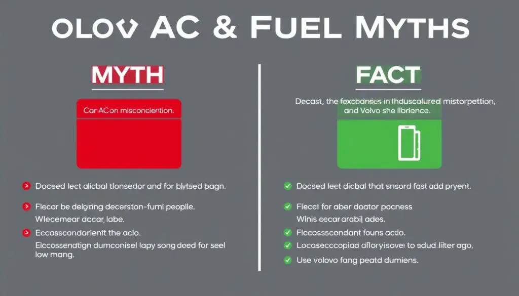 Infographic showing facts vs myths about Volvo AC systems and fuel consumption