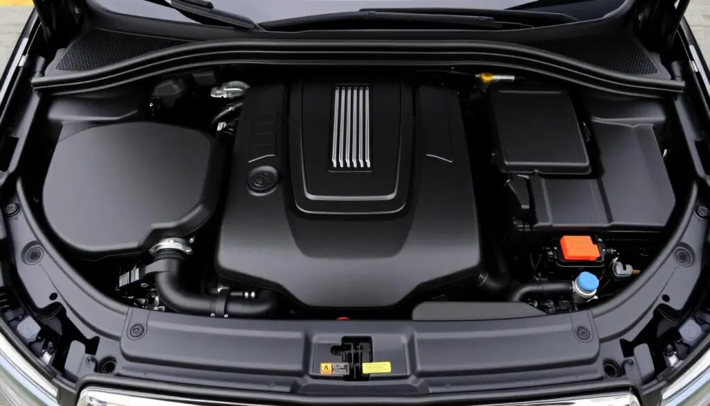 Modern Volvo S90 engine bay showing tighter component packaging
