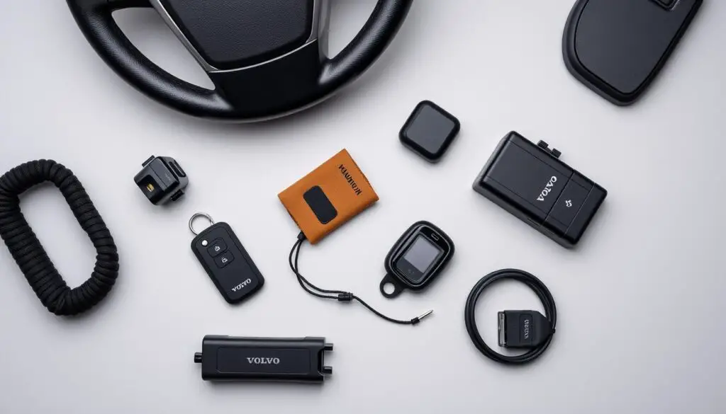 Multiple security enhancements for Volvo vehicles including steering wheel lock and signal blocking pouch