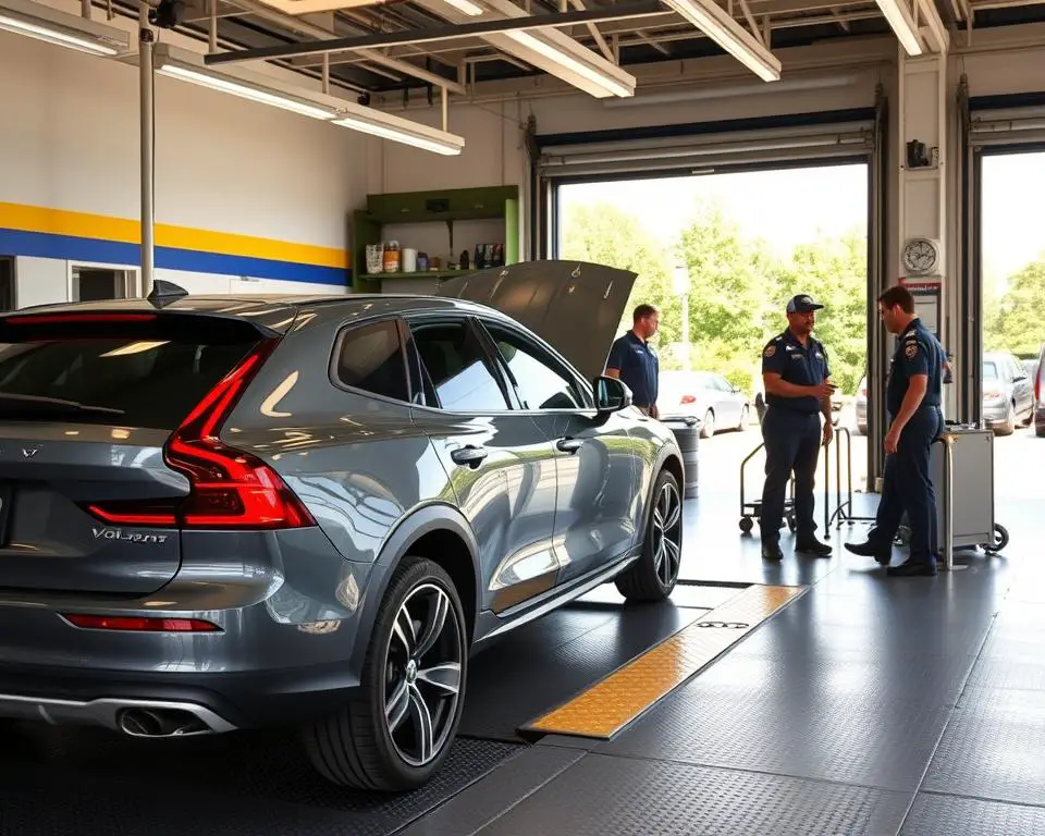 Quick lube service center with Volvo vehicle