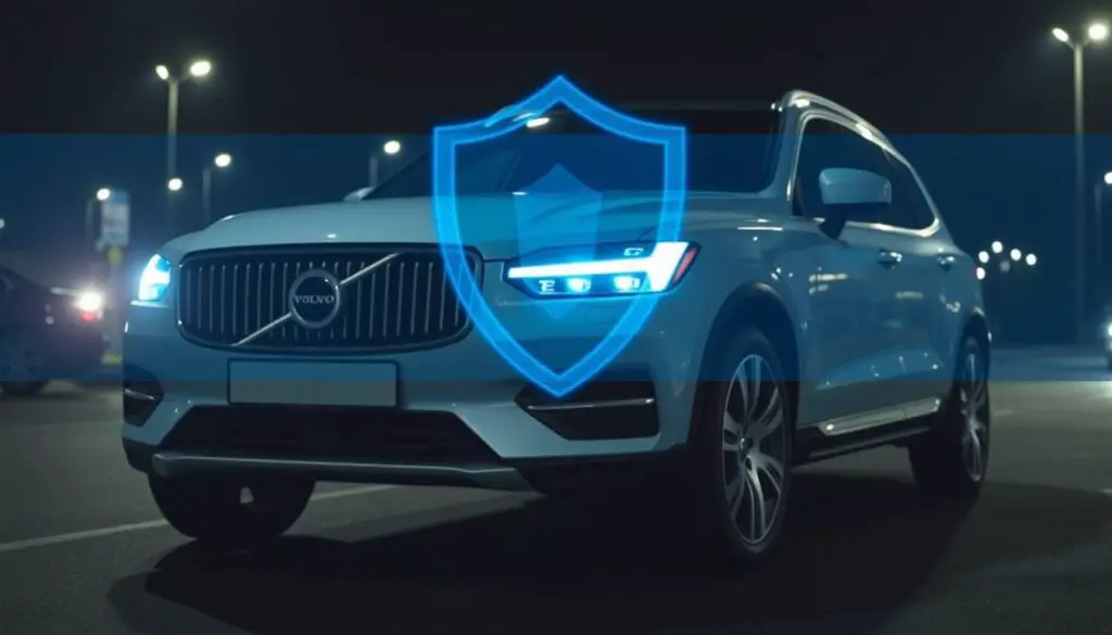 Secure Volvo vehicle with multiple security features highlighted