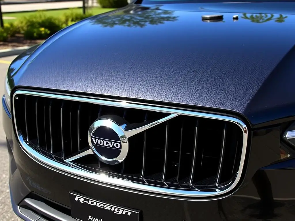 Various badge locations on a Volvo vehicle including trunk, fenders and grille