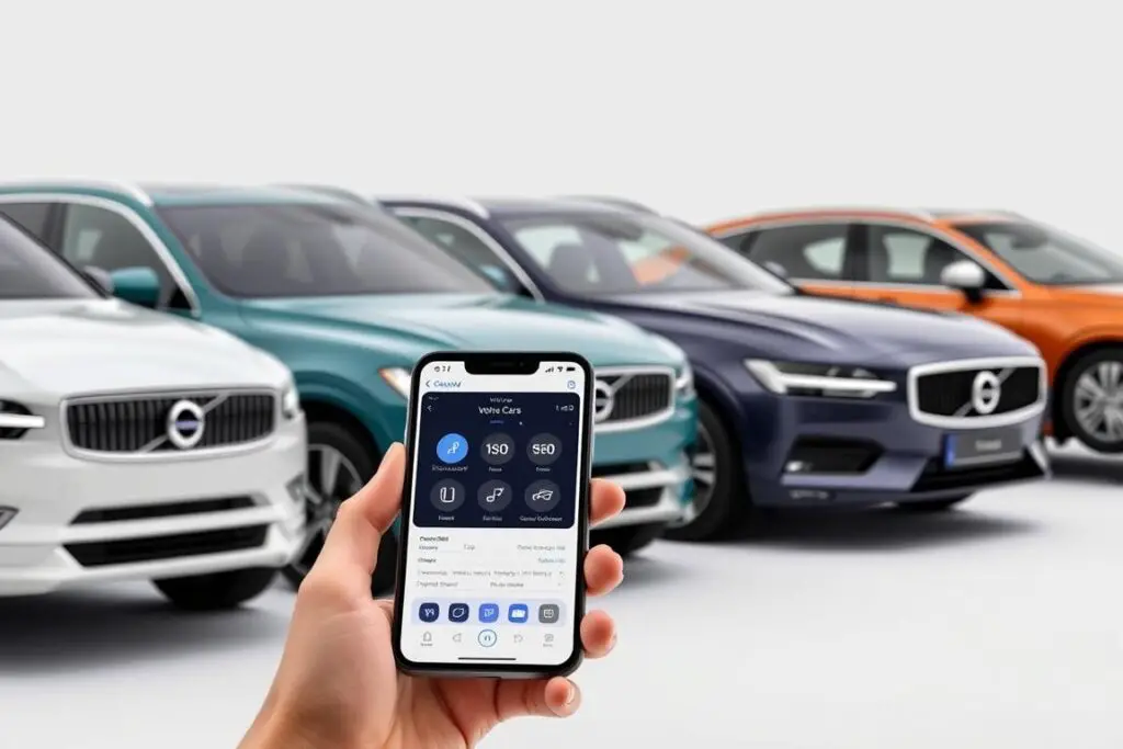 Various compatible Volvo models with the Volvo Cars app