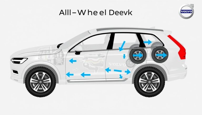 Volvo All-Wheel Drive system diagram showing power distribution to all four wheels
