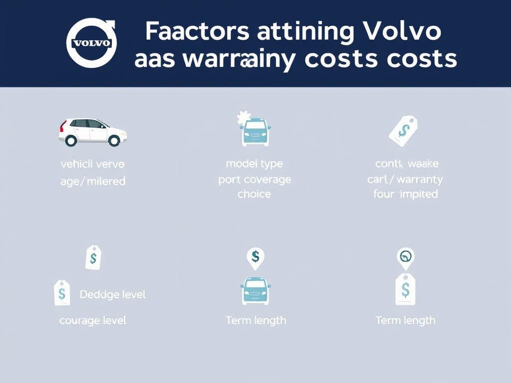 Volvo Extended Warranty Cost factors illustrated with icons and price tags