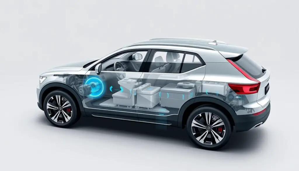 Volvo Recharge model showing electric AWD system with dual motors