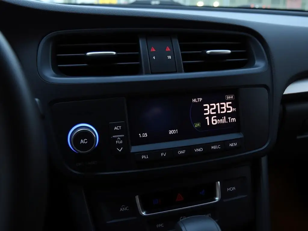 Volvo S60 dashboard showing climate control system and fuel consumption display