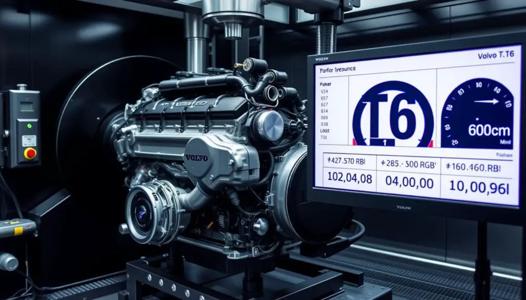 Volvo T6 engine performance testing on a dynamometer Volvo T6 engine performance testing on a dynamometer