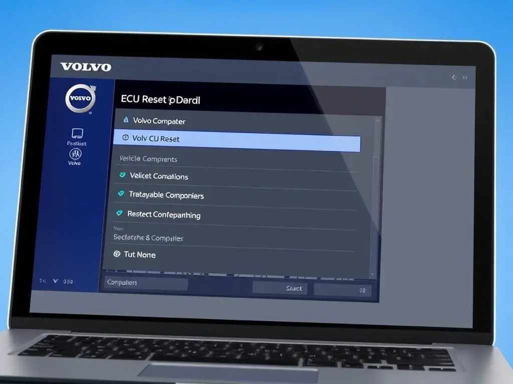 Volvo VIDA diagnostic software interface showing reset options Volvo VIDA diagnostic software interface showing reset options