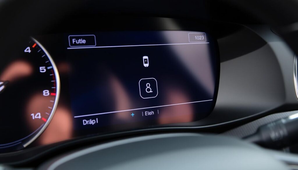Volvo XC90 dashboard showing the fuel door release button on T8 hybrid models
