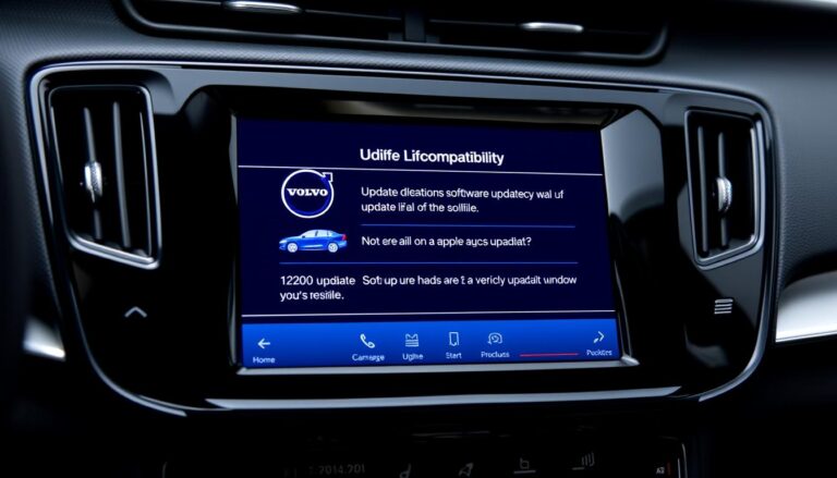 Volvo center display showing software update compatibility check screen