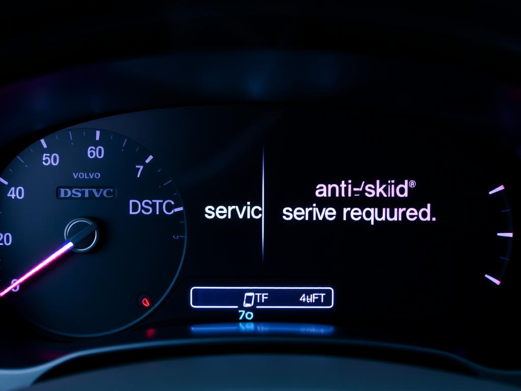 Volvo dashboard showing DSTC warning messages