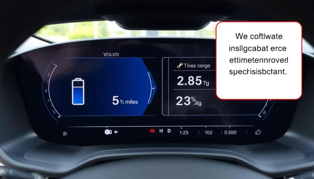 Volvo electric vehicle showing improved range estimation after software update