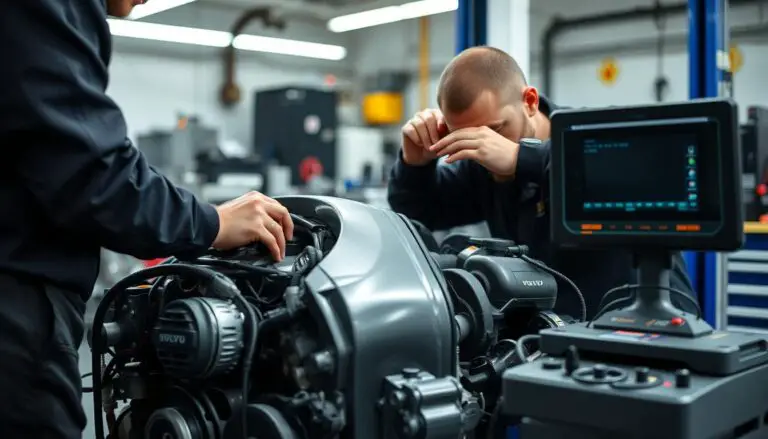 Volvo mechanic working on a car engine showing why Volvo repairs are expensive