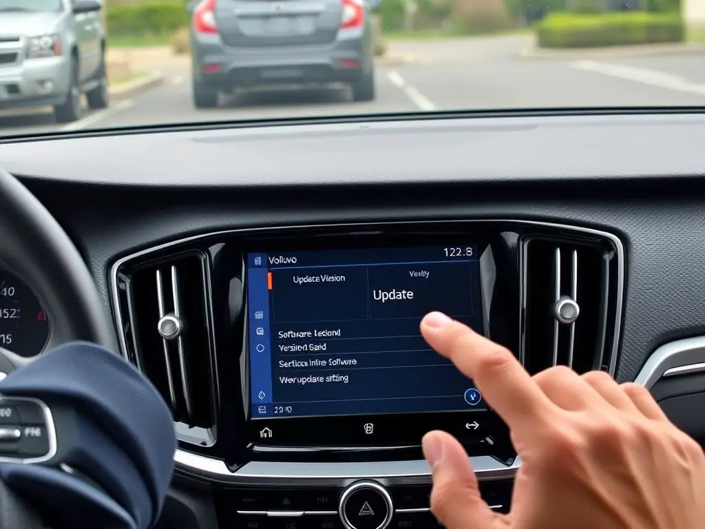 Volvo owner checking software update status on center display