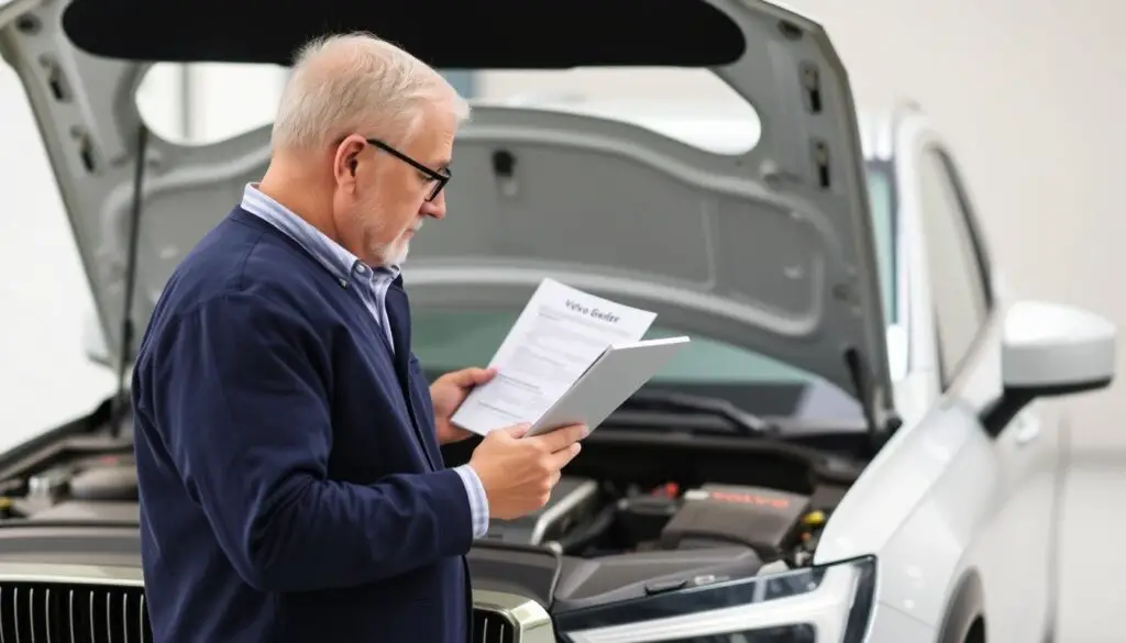 Volvo owner consulting reset guide while working on vehicle Volvo owner consulting reset guide while working on vehicle