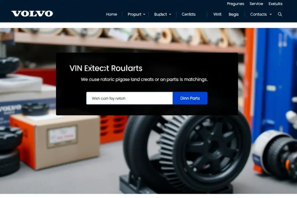 Volvo parts catalog showing VIN entry field for precise parts matching