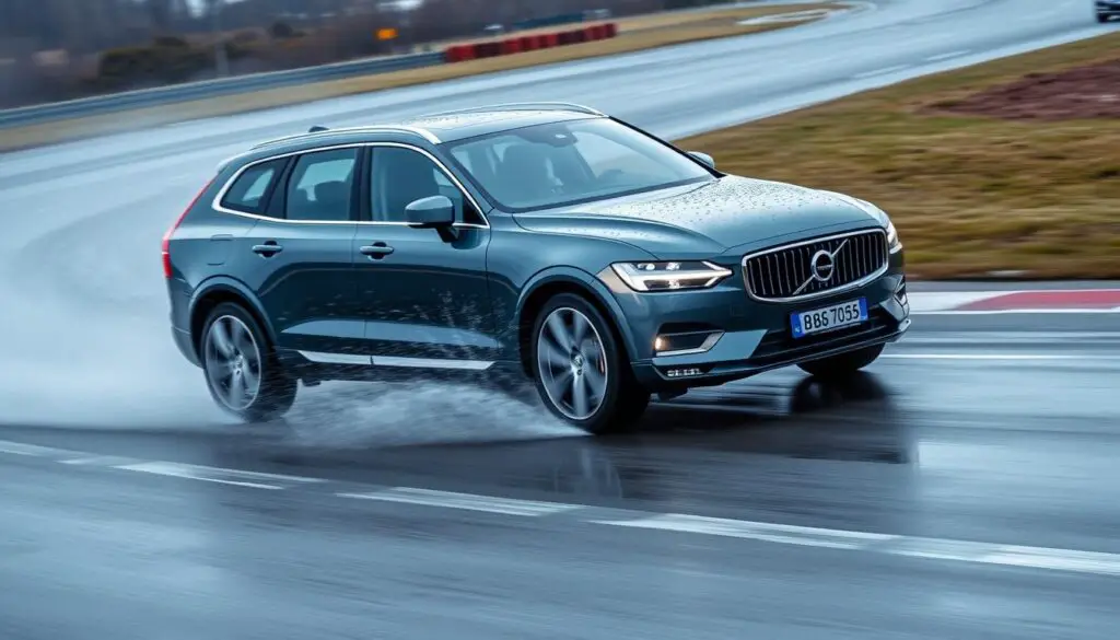 Volvo vehicle demonstrating DSTC functionality on a test track