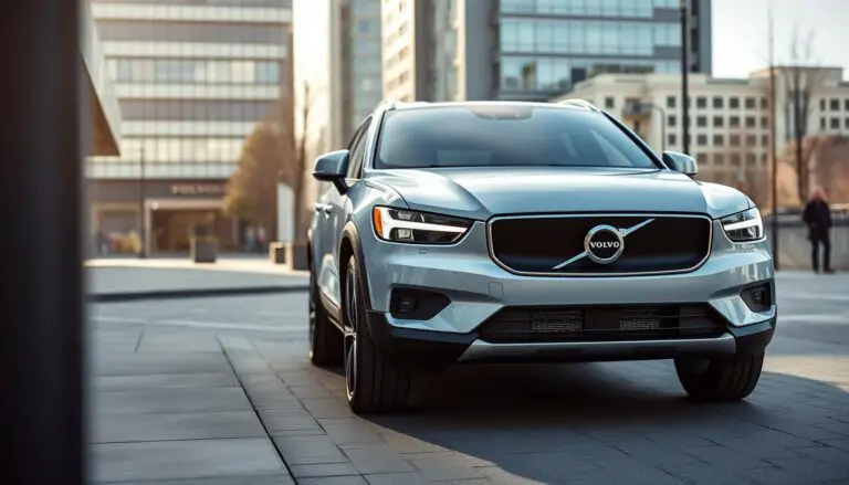 2026 Volvo EX30 electric SUV front three-quarter view showing Thor's hammer headlights and sleek Scandinavian design