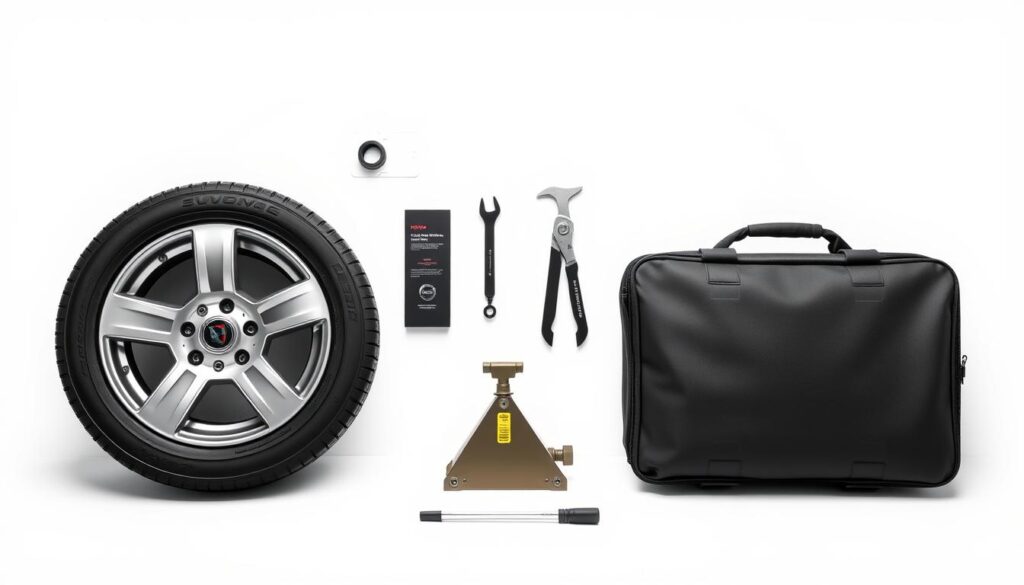 Aftermarket spare tire kit for Volvo XC60 T8 with wheel, tire, and tools Aftermarket spare tire kit for Volvo XC60 T8 with wheel, tire, and tools