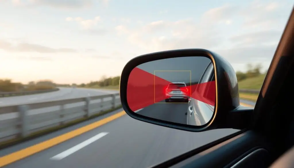 Volvo BLIS system detecting vehicle in blind spot with warning indicator Volvo BLIS system detecting vehicle in blind spot with warning indicator