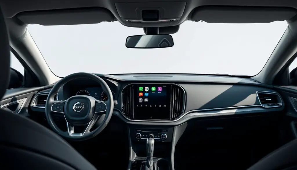 Volvo EX30 interior showing minimalist dashboard with central touchscreen and sustainable materials Volvo EX30 interior showing minimalist dashboard with central touchscreen and sustainable materials