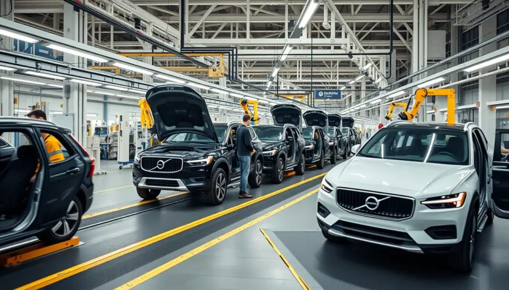 Volvo EX30 production line showing vehicles being assembled in the factory Volvo EX30 production line showing vehicles being assembled in the factory