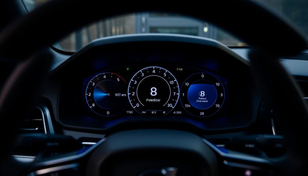 Volvo V90 dashboard with Polestar drive mode selected Volvo V90 dashboard with Polestar drive mode selected