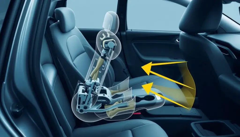 Volvo Whiplash Protection System demonstrating seat movement during rear impact Volvo Whiplash Protection System demonstrating seat movement during rear impact