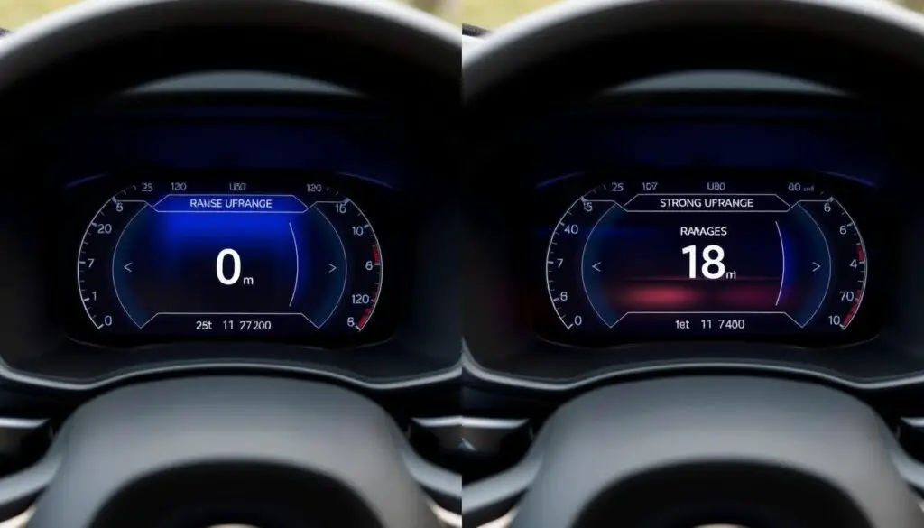Volvo XC40 Recharge dashboard showing range changes over time Volvo XC40 Recharge dashboard showing range changes over time