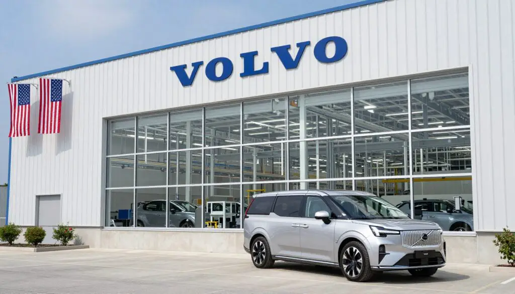 Volvo's Charleston manufacturing plant in South Carolina, USA showing the modern facility and production line