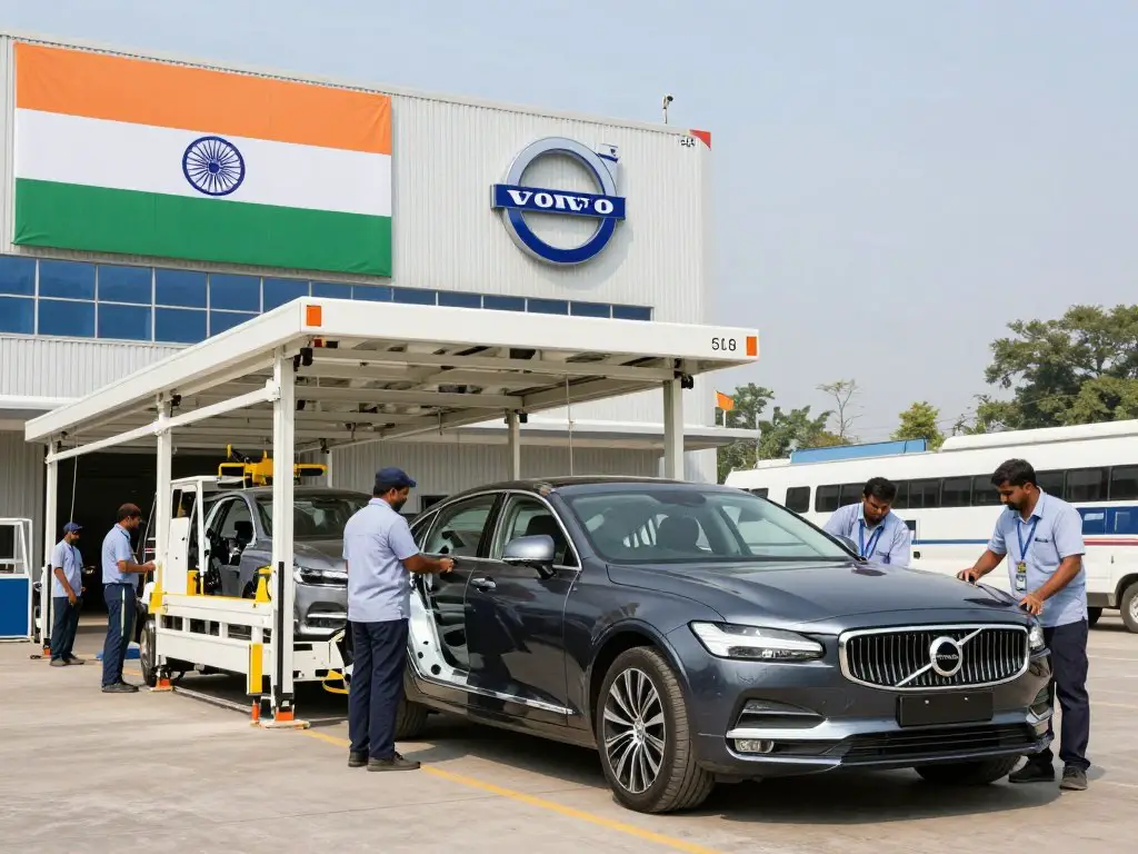 Volvo's assembly plant in Bangalore, India showing S90 sedan production