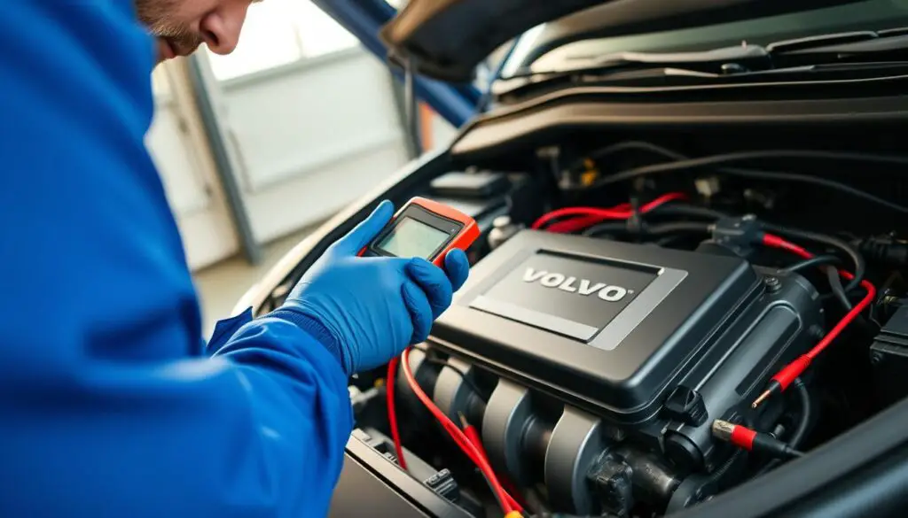 12V battery check Volvo hybrid
